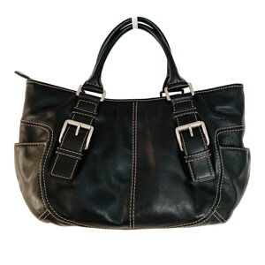 Michael Kors Y2K Black Crescent Brookville Buckle Hobo Bag Silver Hardware RARE